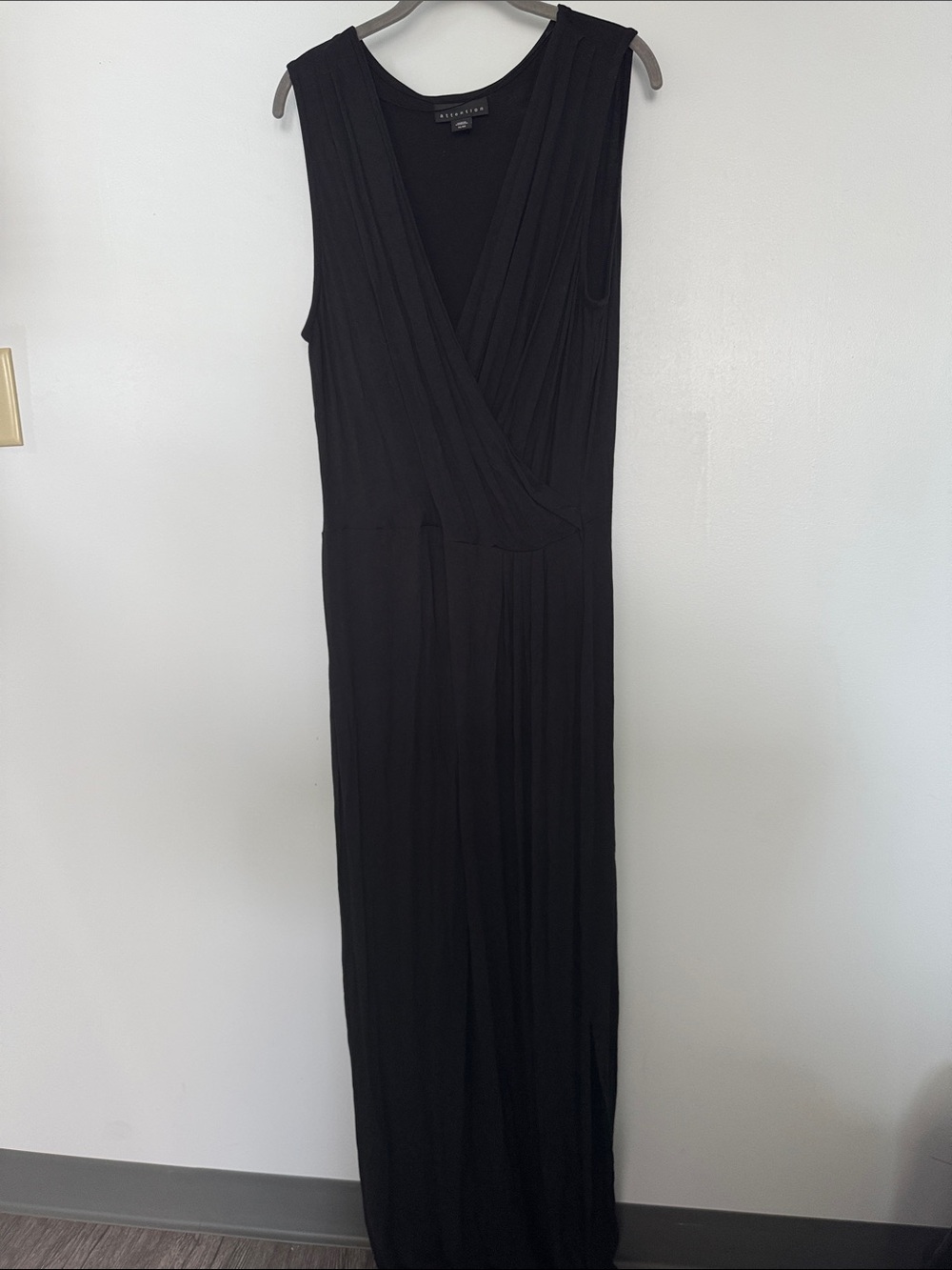 attention Black Sleeveless Faux-Wrap Maxi Dress